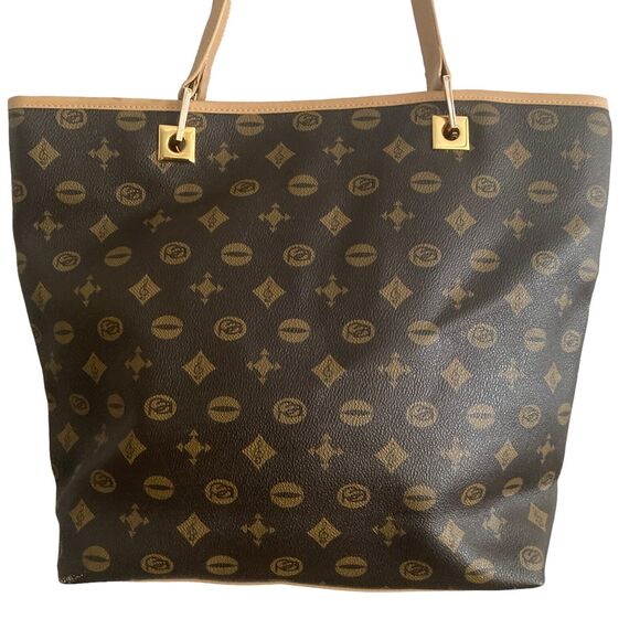 Pepe Alba Bag Womens Large Brown Patterned Faux Leather 12x12 - Picture 8 of 9